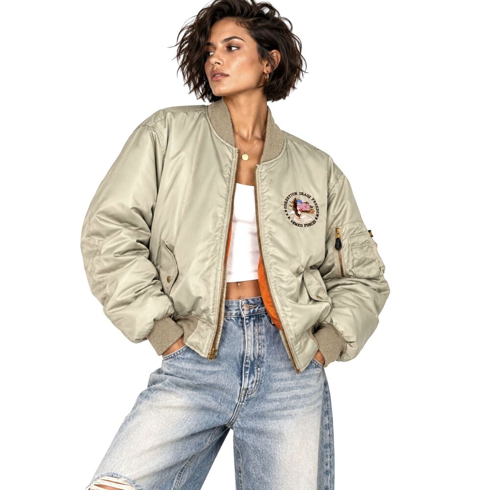 Vintage Operation Iraqi Freedom Bomber Jacket M Military Y2K Flight Jacket